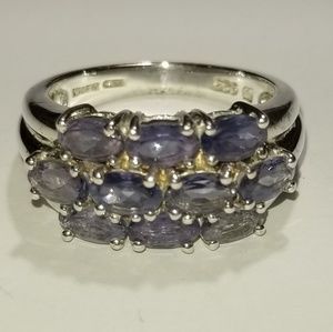 1.7 Carat Iolite Triple Row Ring